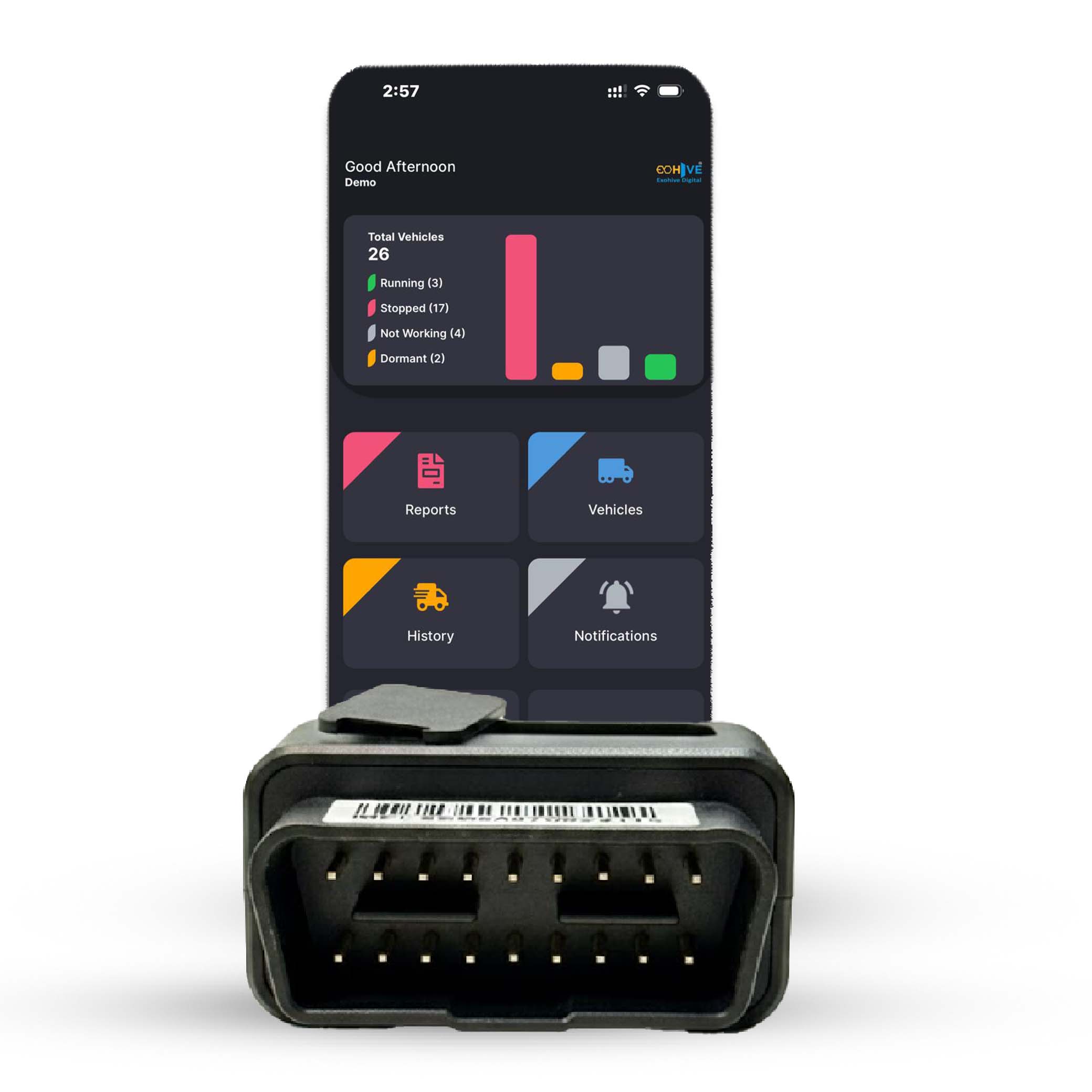 Exohive Digital™ Smart OBD GPS Tracker for Car | Plug & Play Real-Time Vehicle Tracking | Geo-Fencing Alerts | Route History | 1-Year Free Subscription