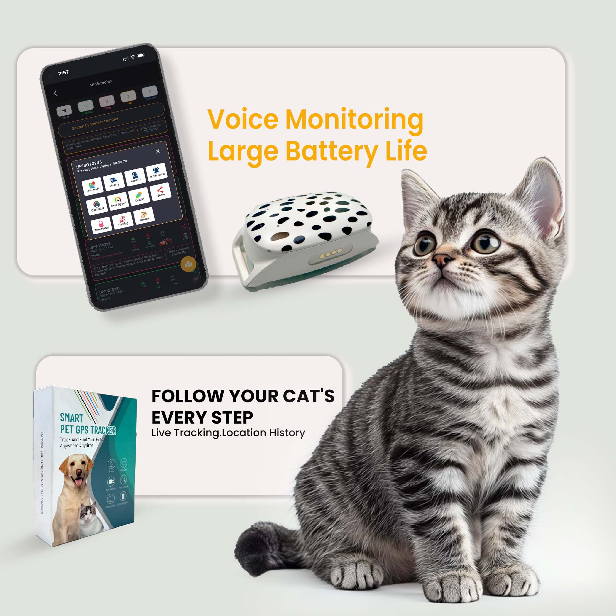 Smart Pet GPS Tracker – Keep Your Pets Safe, Anytime, Anywhere!