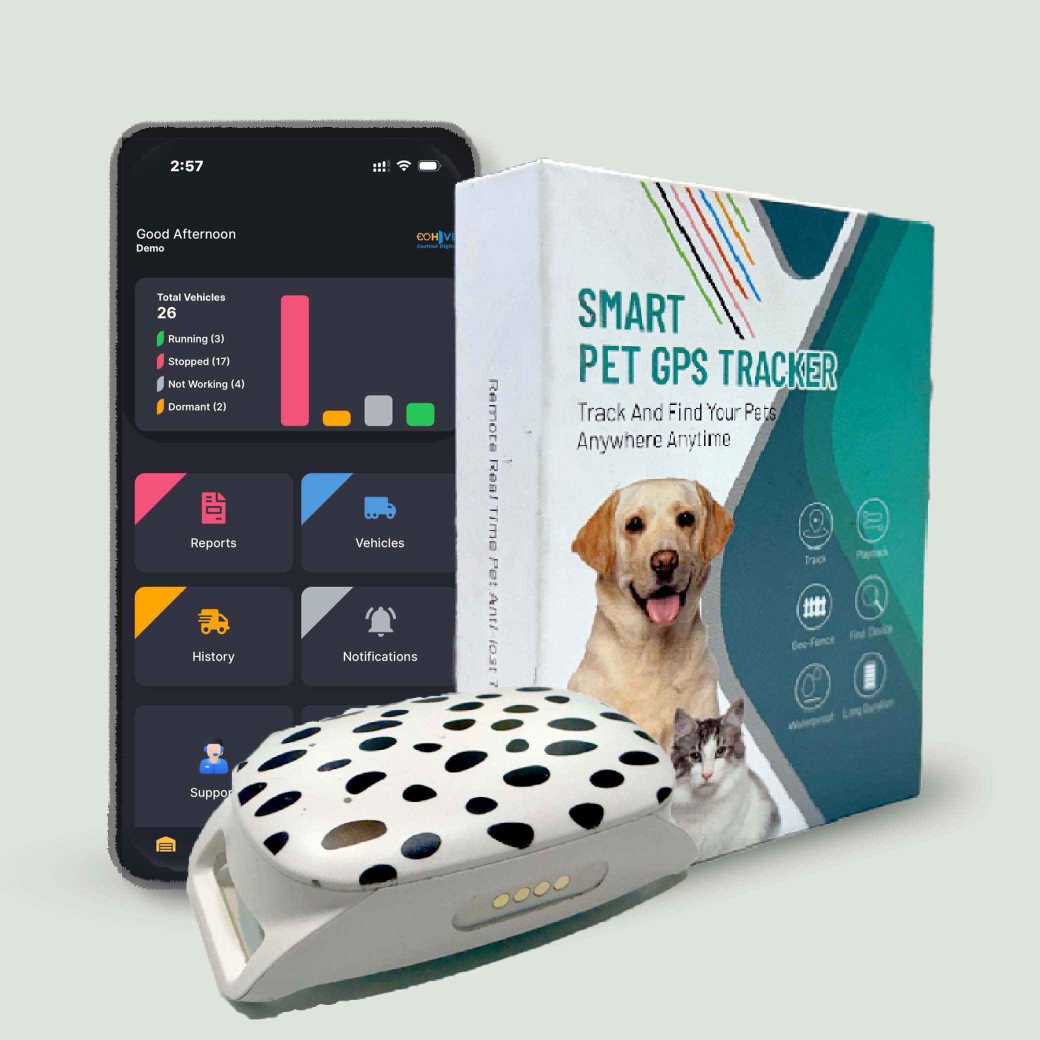 Exohive Digital™ Advanced Pet GPS Tracker – Real-Time Location & Safety for Dogs, Cats & Other Pets